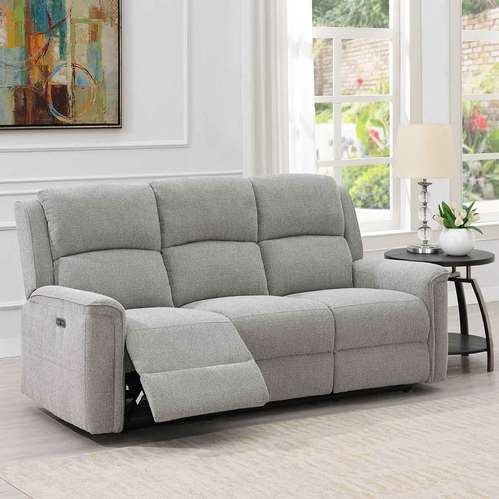 Eastside 3 Seater Light Grey Power Recliner Sofa Image 4