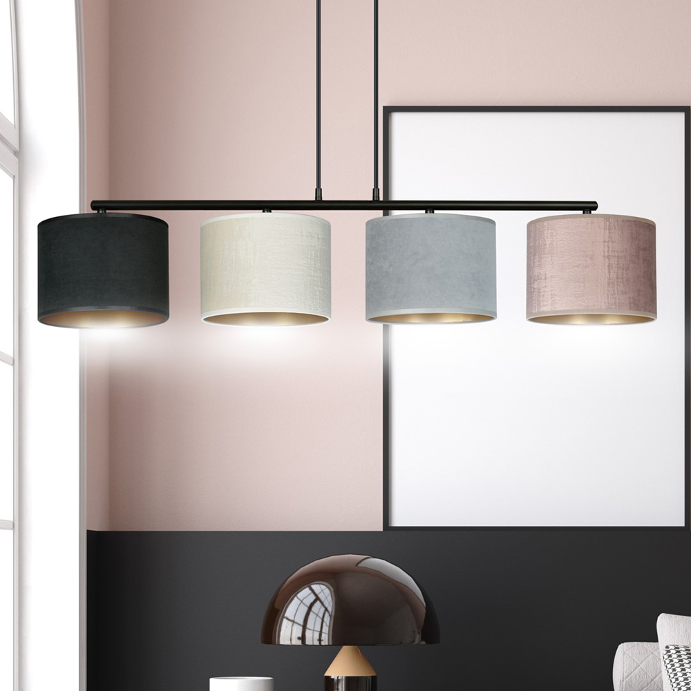 Emibig Hilde 4 Light Black Grey and Pink Shade Black E27 Ceiling Pendant Light Image 2