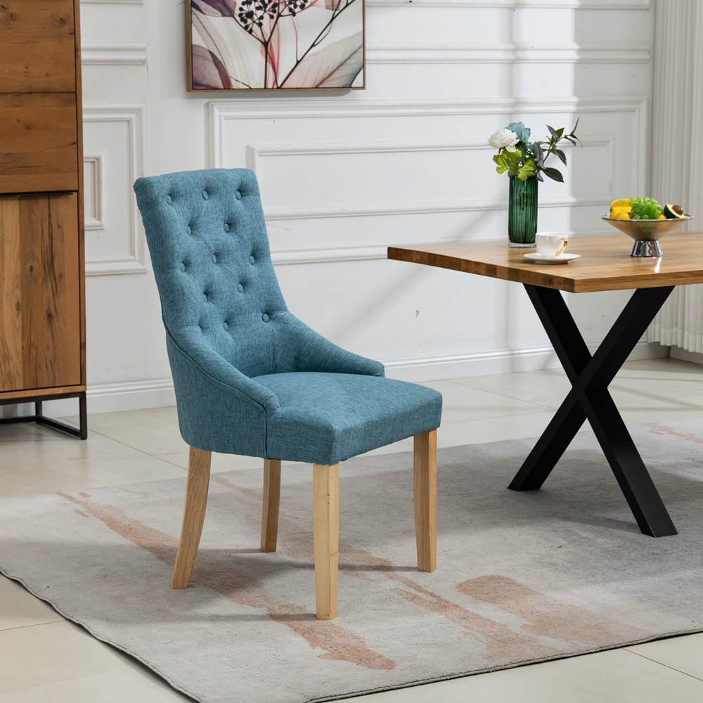 Artemis Home Ravenna Set of 2 Teal Fabric Dining Chair Image 3