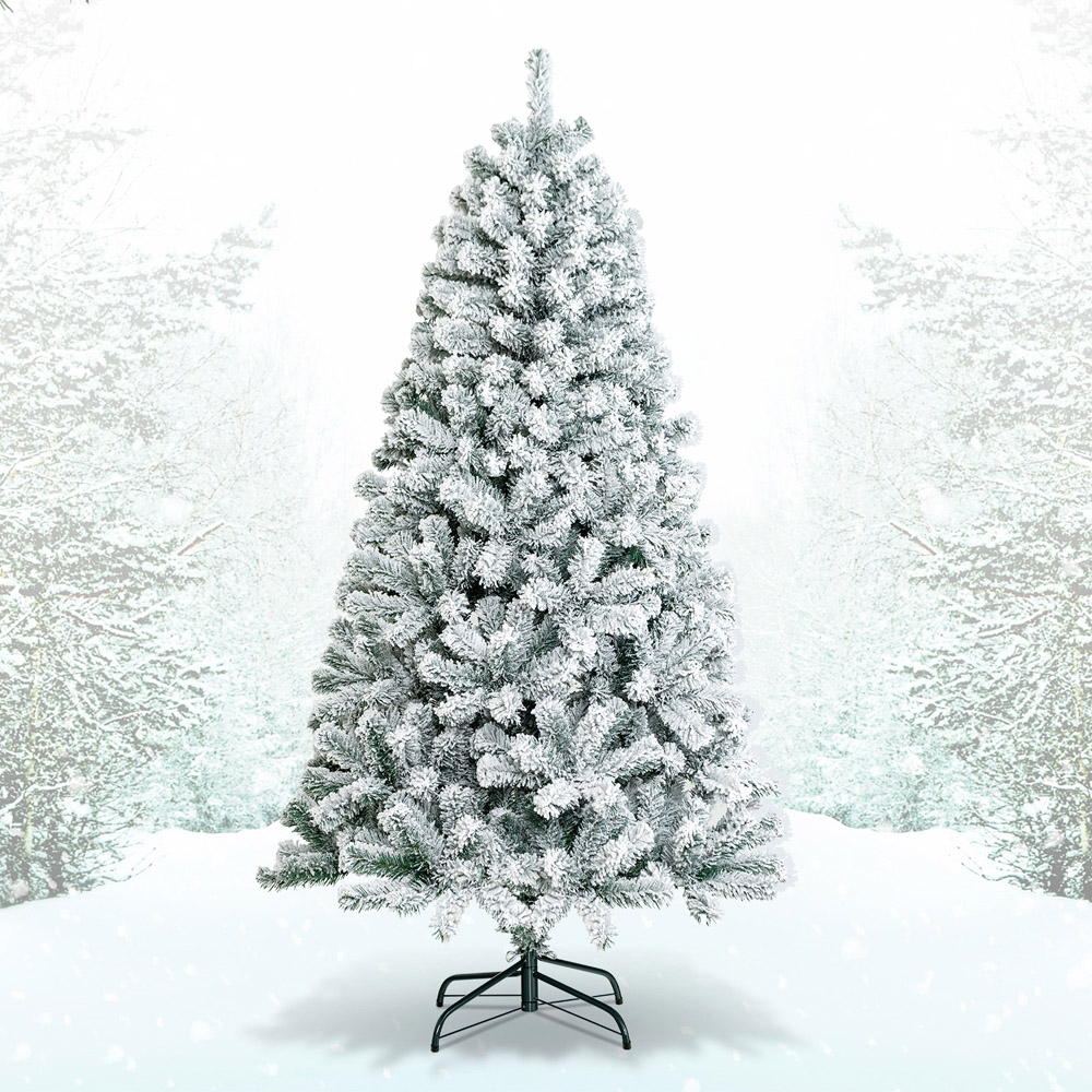 Costway Snow Flocked Artificial Christmas Tree 6ft Image 2