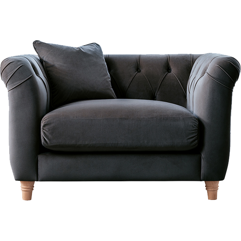 Elsie Chesterfield Midnight Blue Plush Velvet Armchair Image 2