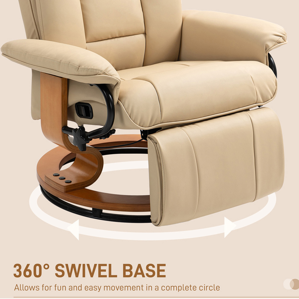 Portland Beige PU Leather Reclining Armchair with Footrest Image 6