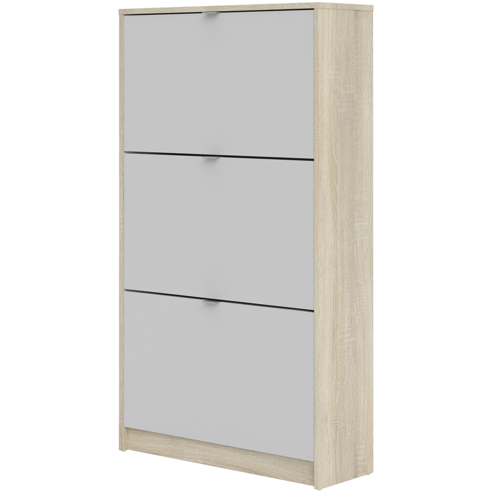 Florence Shoes 3 Flip Door Oak and White Double Layer Shoe Storage Cabinet Image 4