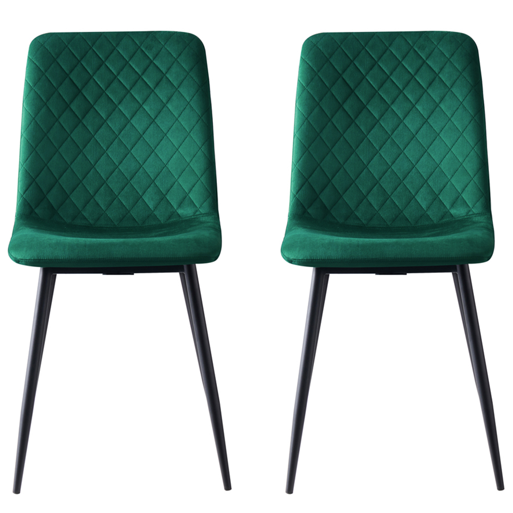 Lexi Set of 2 Green Velvet Fabric Dining Chairs Image 3