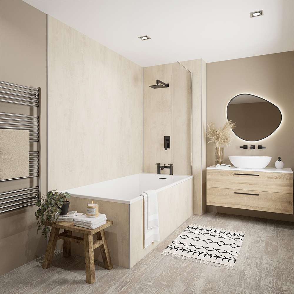 Wetwall Mermaid Tongue and Groove Venetian Plaster Plywood Shower Panel 2420 x 1185mm Image 1