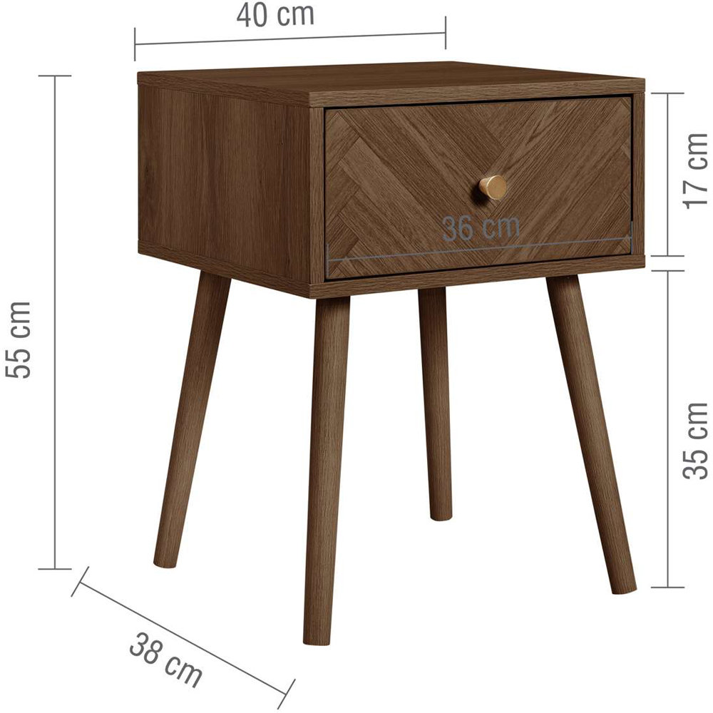 Birlea Herringford Single Drawer Walnut Bedside Table 2 Pack Image 9