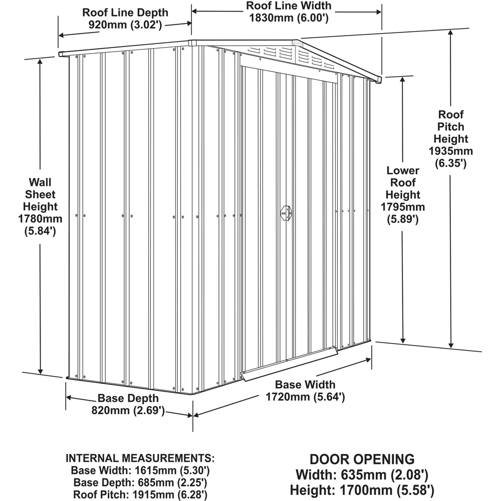 Globel 6 x 3ft 2 Door Green Metal Apex Garden Shed Image 8