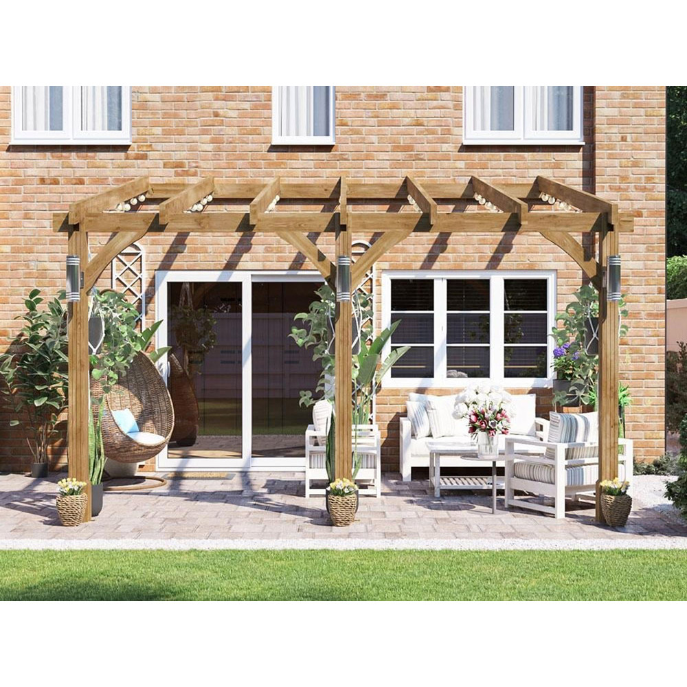 Dunster House Leviathan 4 x 3m Brown Plant Frame Wall Mounted Lean To Pergola Image 5