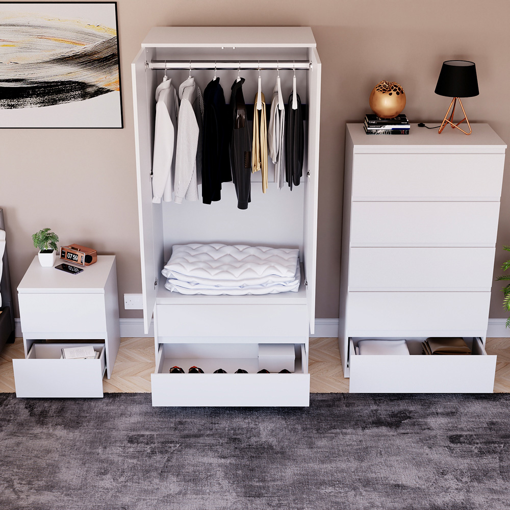 Vida Designs Denver White 3 Piece Bedroom Furniture Set Image 4