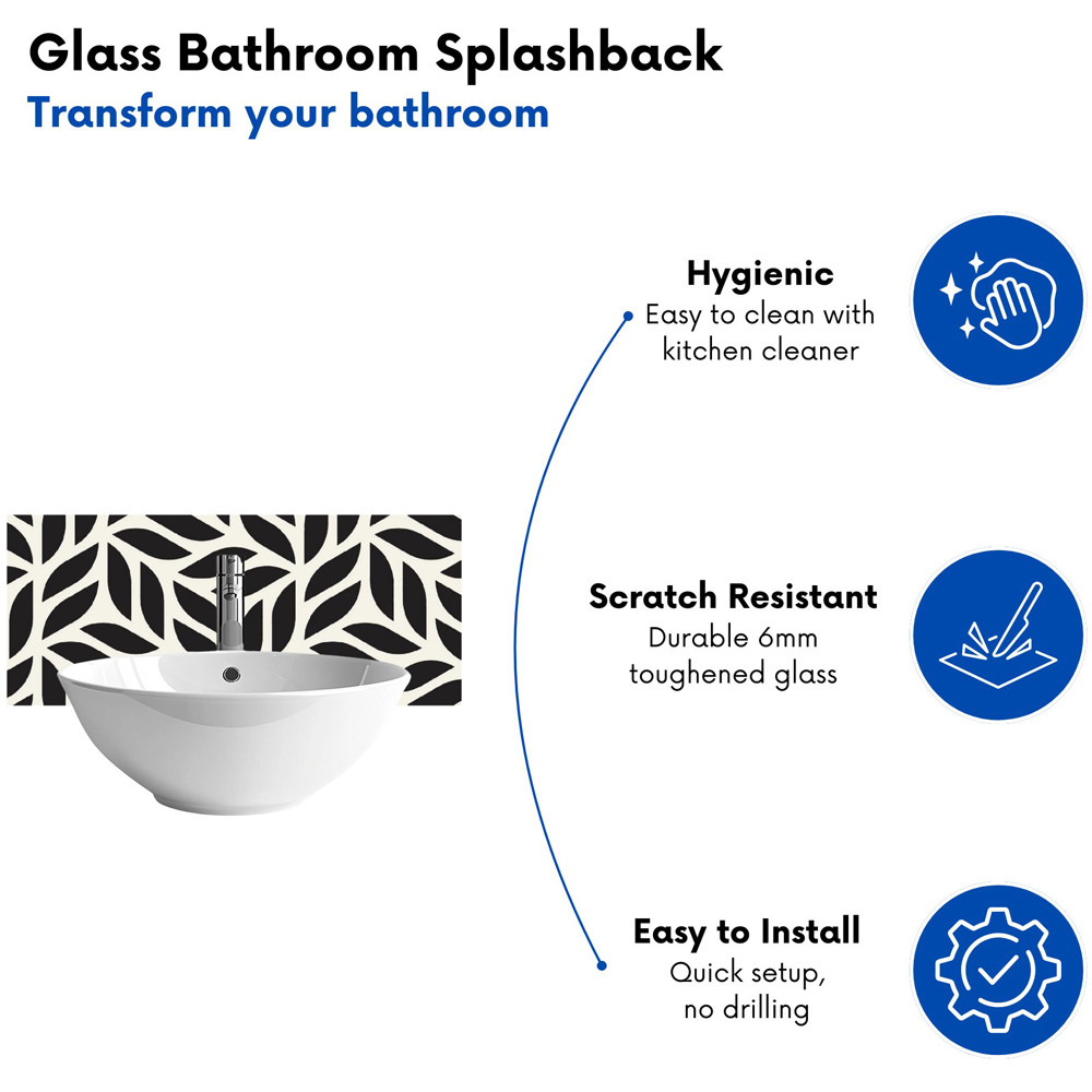 Warren Reed Designer Modern Abstract Glass Bathroom Splashback 25 x 60cm Image 4