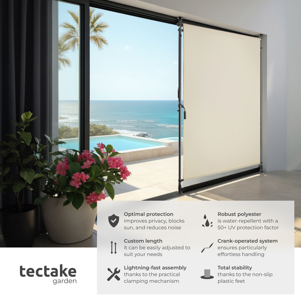 tectake Taija Beige Retractable Awning with Hand Crank 3.1 x 1.08m Image 3
