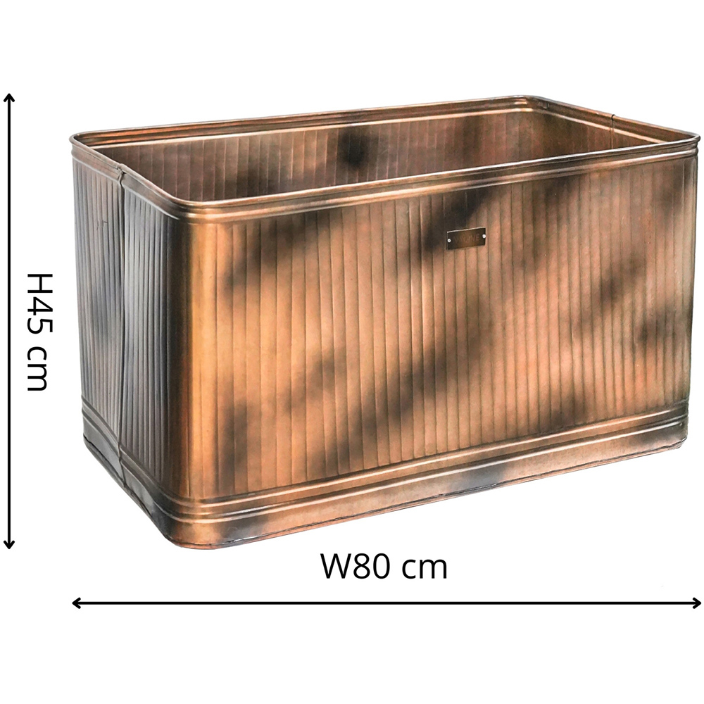 Ivyline Hampton Rectangular Copper Metal Planter 45 x 80cm Image 7