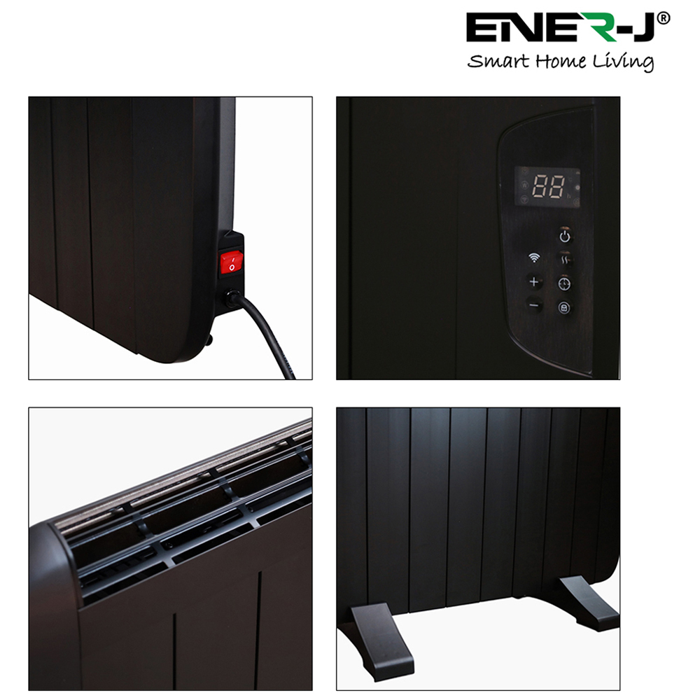 ENER-J Smart Black Radiator Heater with Aluminium Heating Element 1200W Image 4