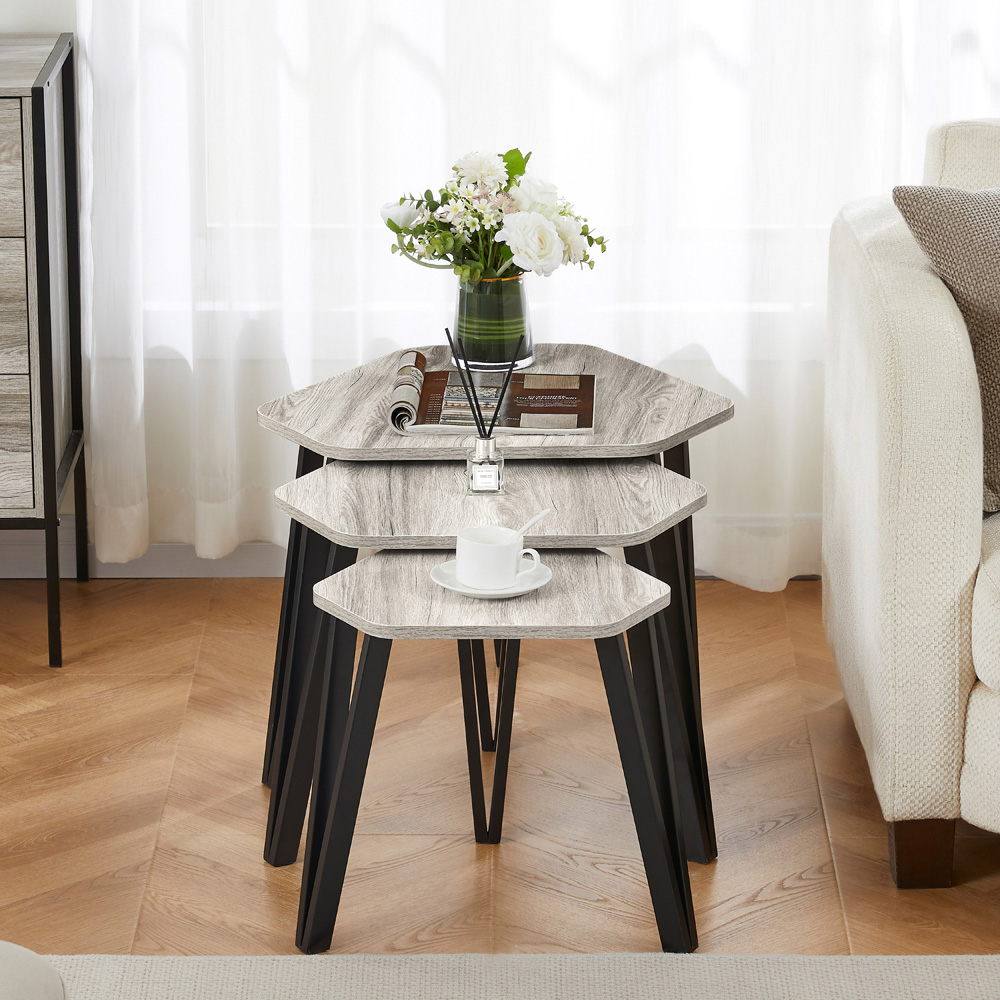 Vida Designs Brooklyn Grey Nest of Tables Set of 3 Image 3