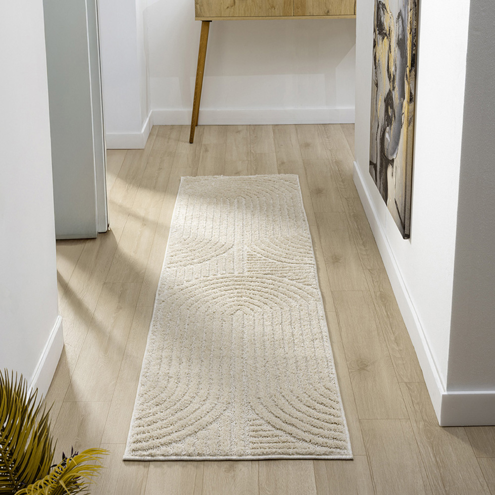 Desire Rugs Isabella Cream Embossed Mazia Arch Lines Rug 80 x 150cm Image 7