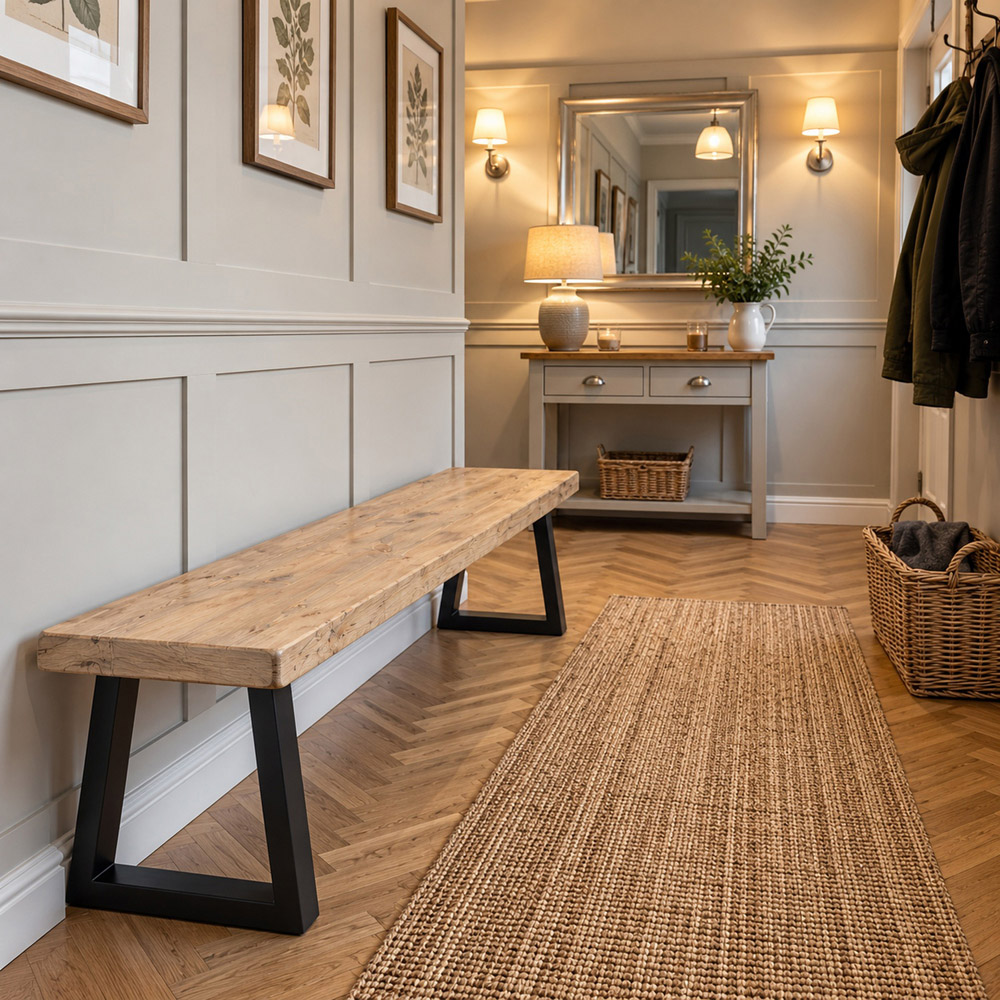 Homebase Grey Wash Redwood Sleek and Slender Bench 120cm Image 3