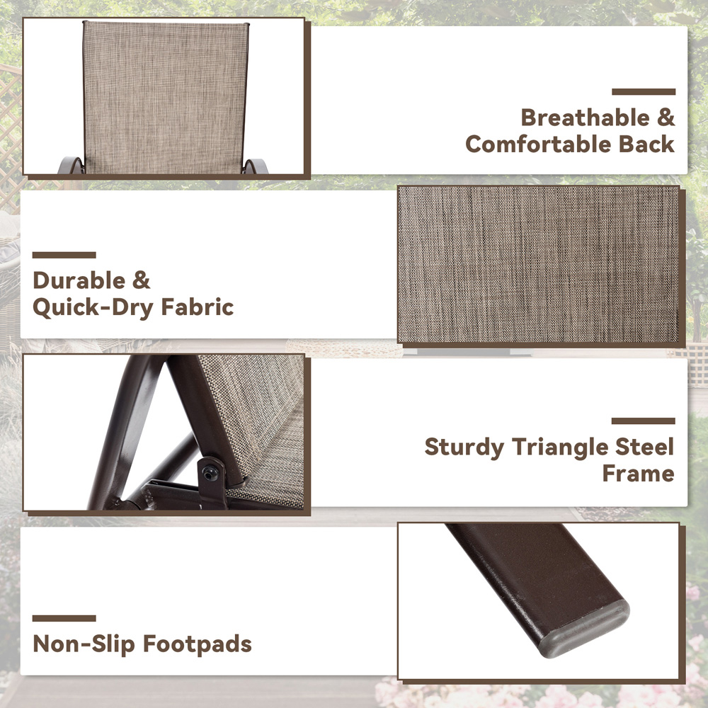 Costway Set of 2 Grey Steel Garden Chairs Image 8