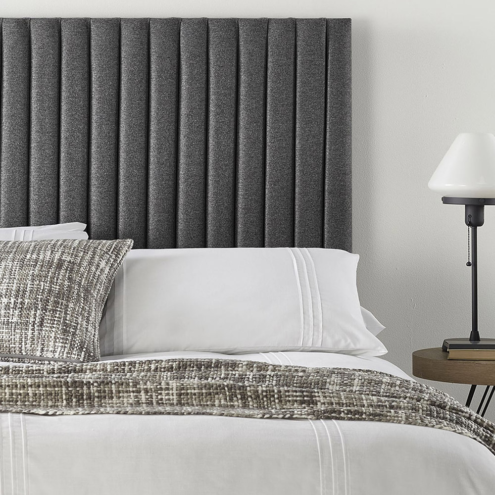 Aspire Furniture Catherine Lansfield Soho King Size Charcoal Saxon Twill Headboard Image 3