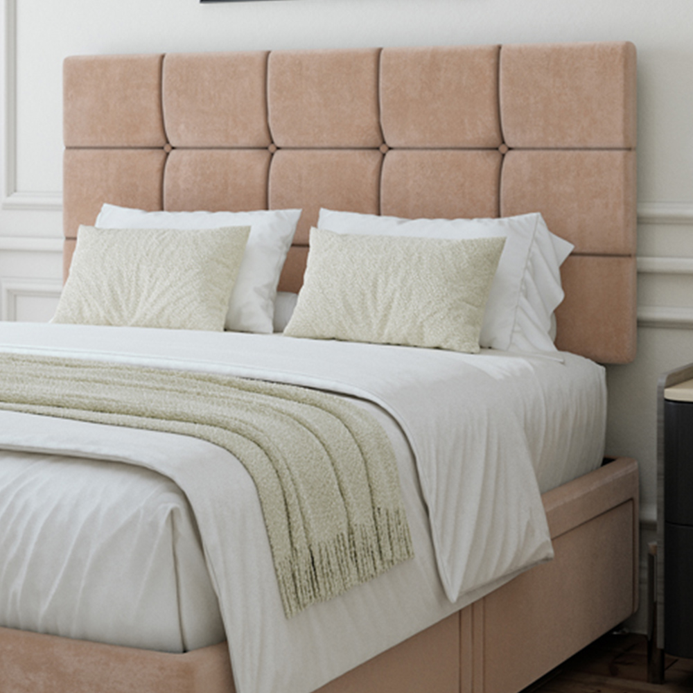 Bedmaster Super King Size Mink Naples Velvet 4 Drawer Divan Base with Pearl Headboard Image 2