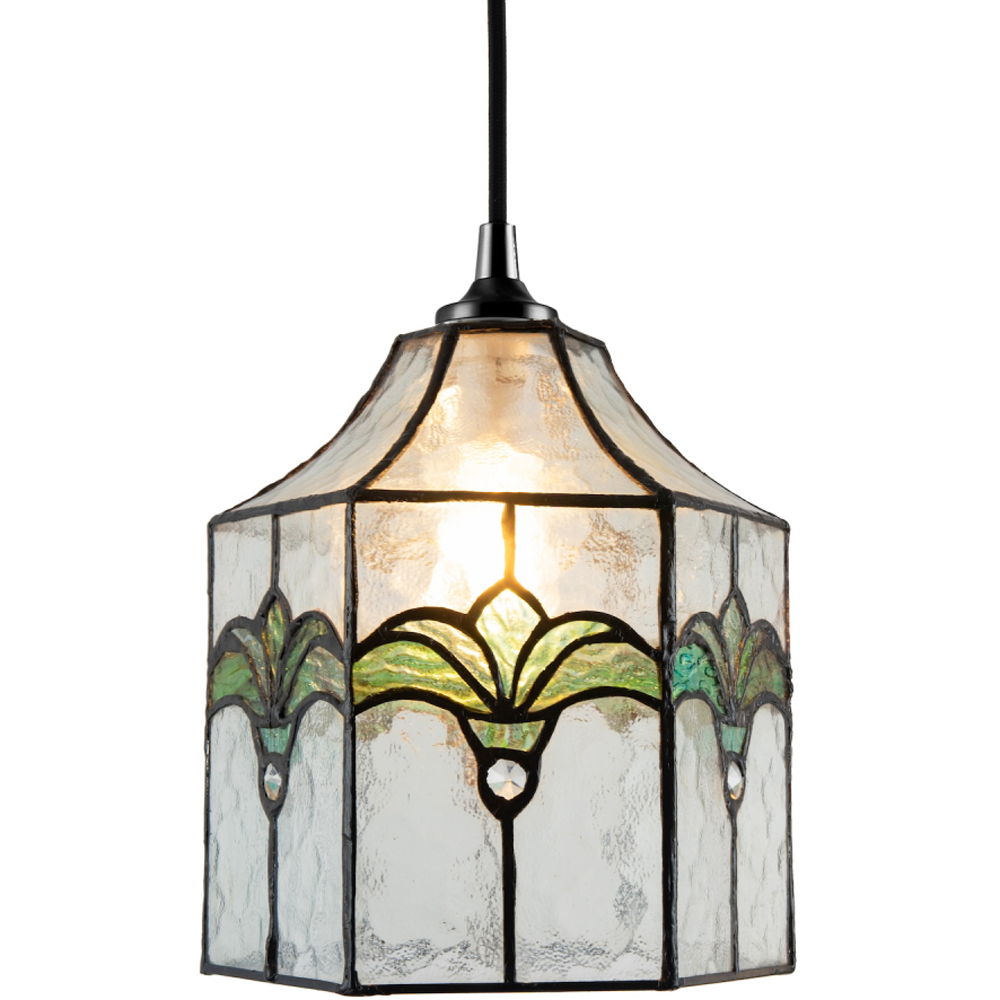 Happy Homewares Clear Water Glass and Emerald Green Tiffany Pendant Shade Image 3