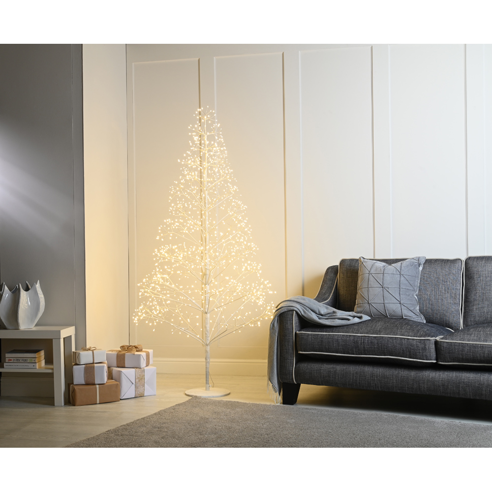 Festive Warm White LED Pre-Lit White Microdot Starburst Tree 6ft Image 2