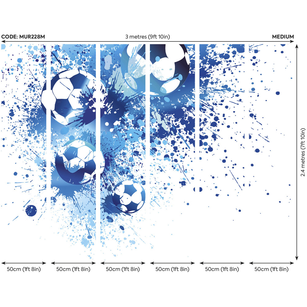 Origin Murals Football Splash Blue Wall Mural Image 3