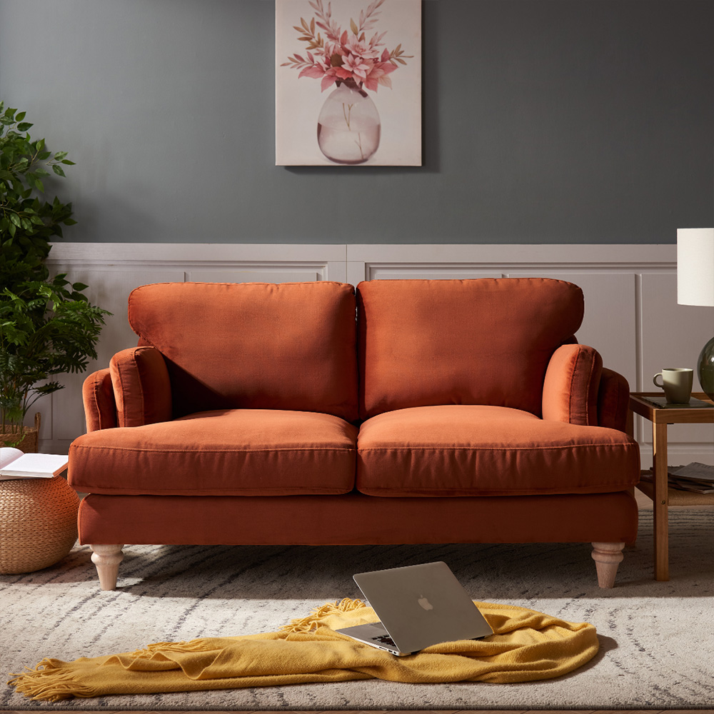 Home Detail Regent 2 Seater Burnt Orange Velvet Sofa Image 9