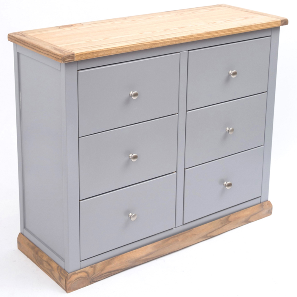 Cabinet Bits Biccari 6 Drawer Grey Chrome Knob Chest of Drawers Image 4