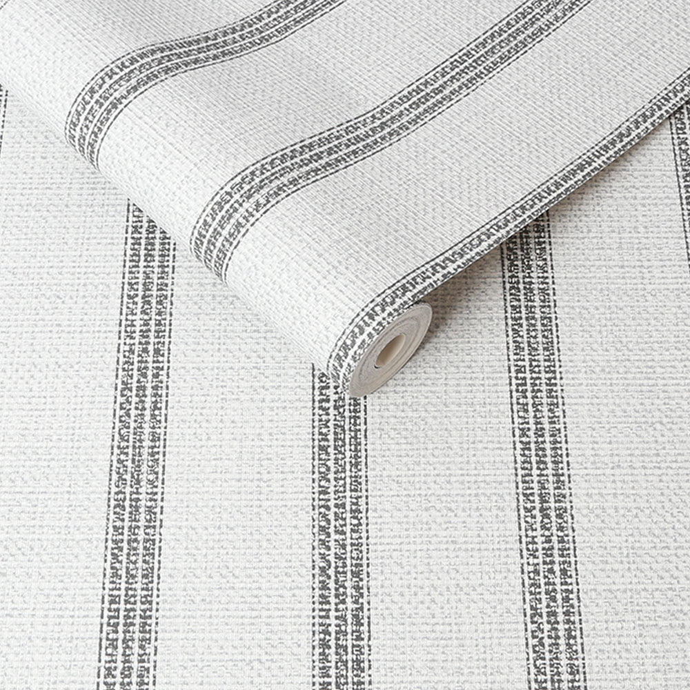 Fresco Stripe Flat White Wallpaper Image 2