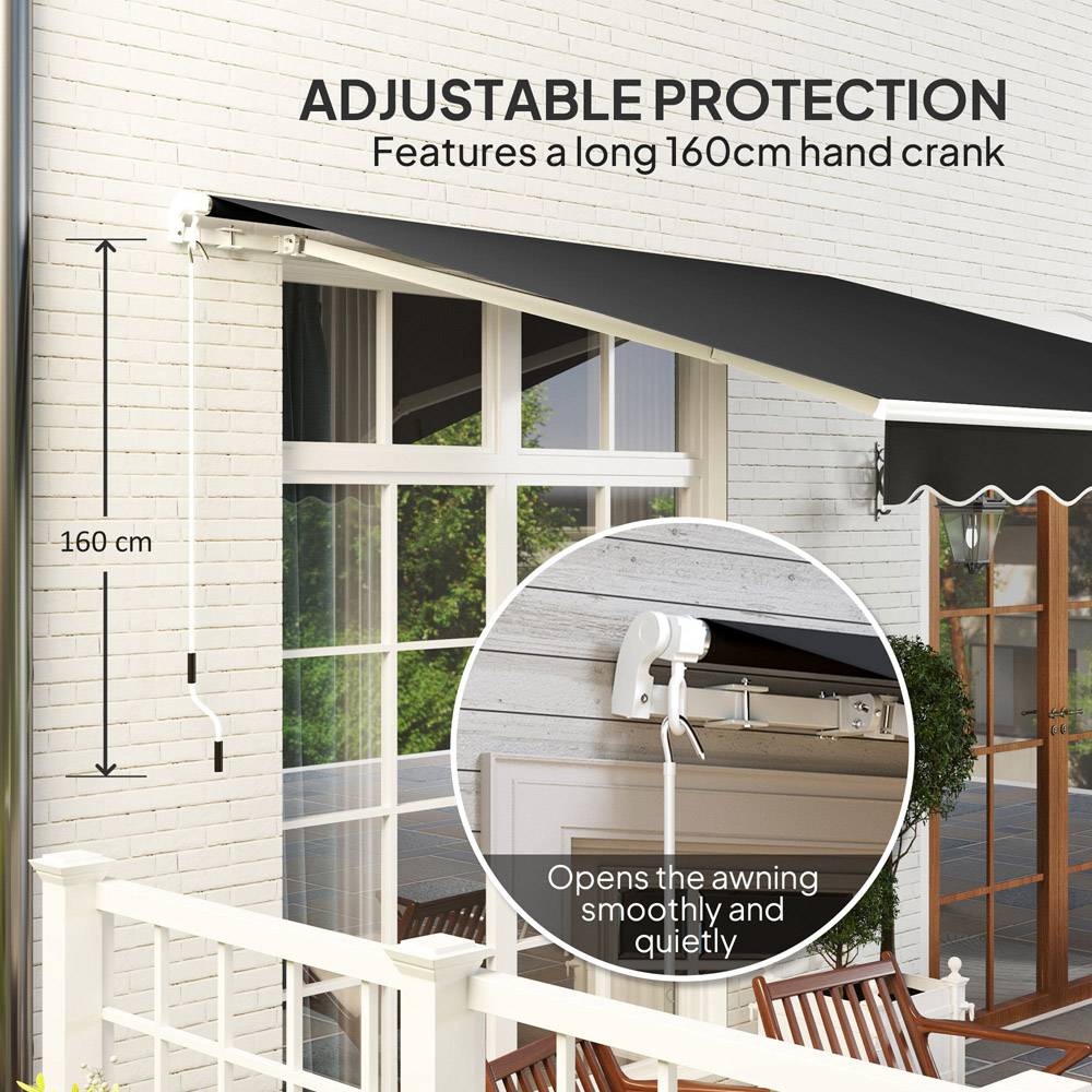 Outsunny 2.95 x 2.5m Black Retractable Awning with Crank Handle Image 6
