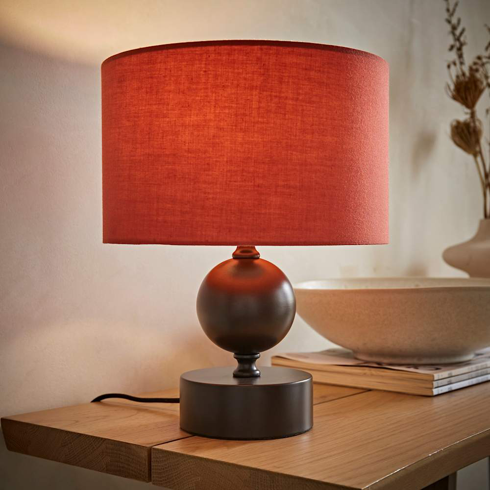 ValueLights Anthony Rust Drum Shade Candlestick LED Table Lamp with Bulb Image 3