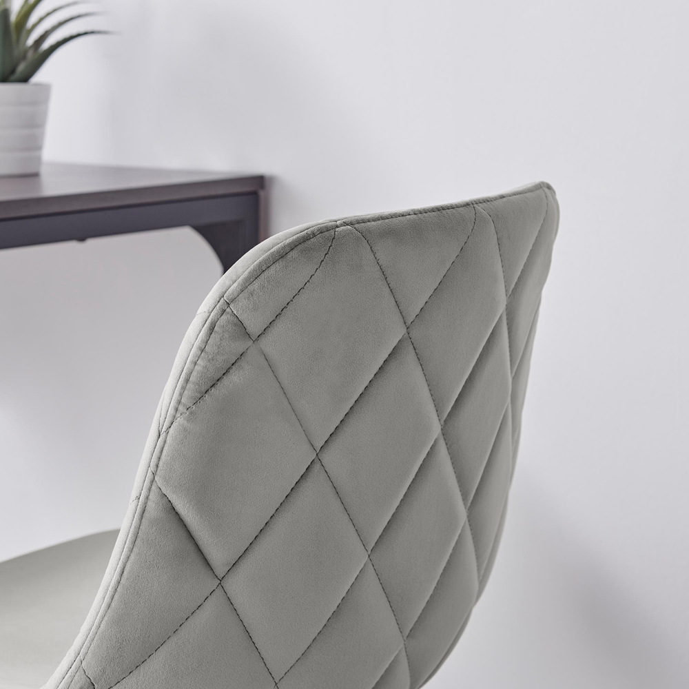 Furniturebox Theresa Grey Velvet Office Chair Image 2