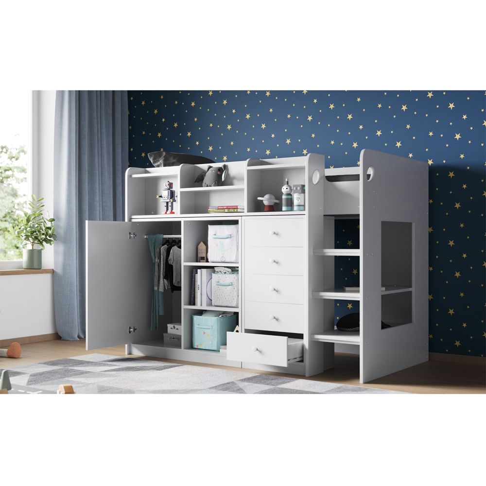 Flair Wizard Junior Single White High Sleeper Storage Station Image 3