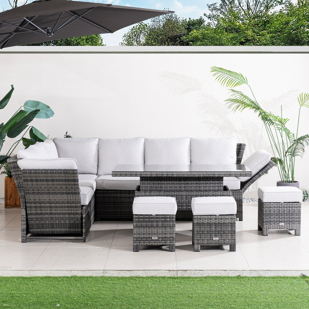 Direct Wicker Grey 8 Seater Rattan Garden Corner Sofa Set with Rising Table and Ottomans Image 4