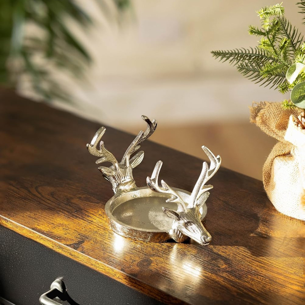 Marco Paul Silver Double Head Reindeer Candle Holder Image 6