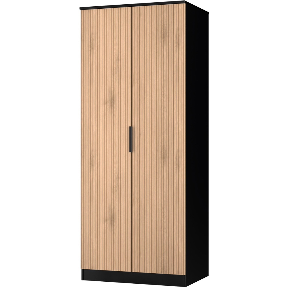 Crowndale Java 2 Door Slatt Effect and Black Wardrobe Image 4