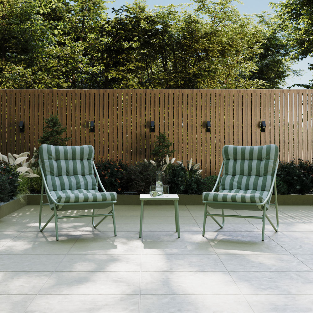 Charles Bentley Porto 2 Seater Green Stripe Olefin Fabric Garden Bistro Set Image 7