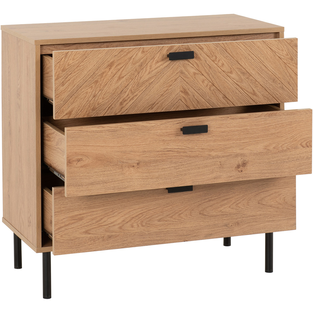 Seconique Leon 3 Drawer Medium Oak Effect Chest of Drawers Image 3