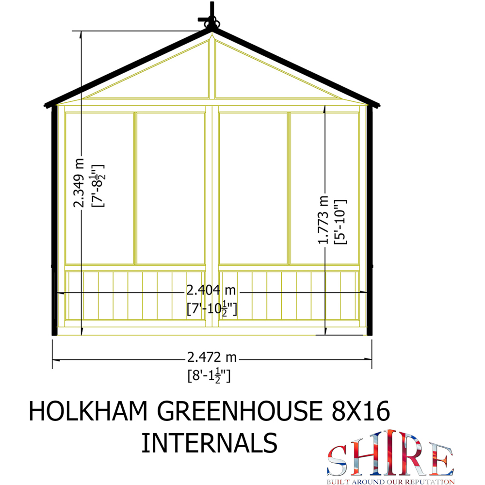 Shire Holkham 8 x 16ft Glazed Toughened Glass Greenhouse Image 8