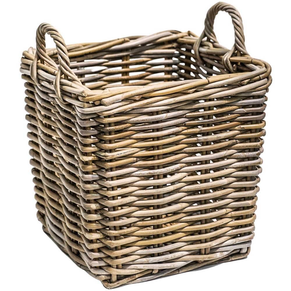 Ivyline Natural Wicker Sturdy Square Log Basket Set of 2 Image 3