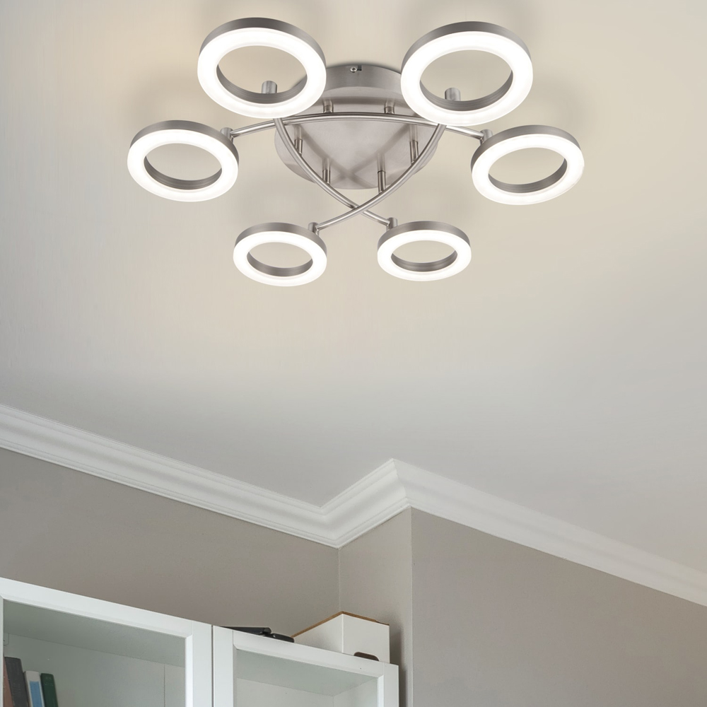 Cosylyte Juni 6 Ring Matt Nickel LED Flush Ceiling Light Image 2