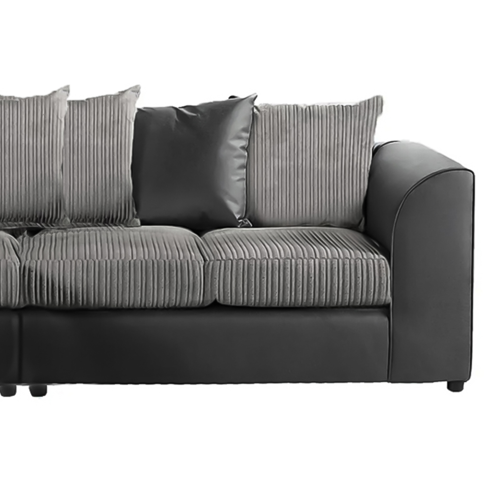 Luxor 4 Seater Black and Grey Jumbo Cord Scatter Back Sofa Image 4