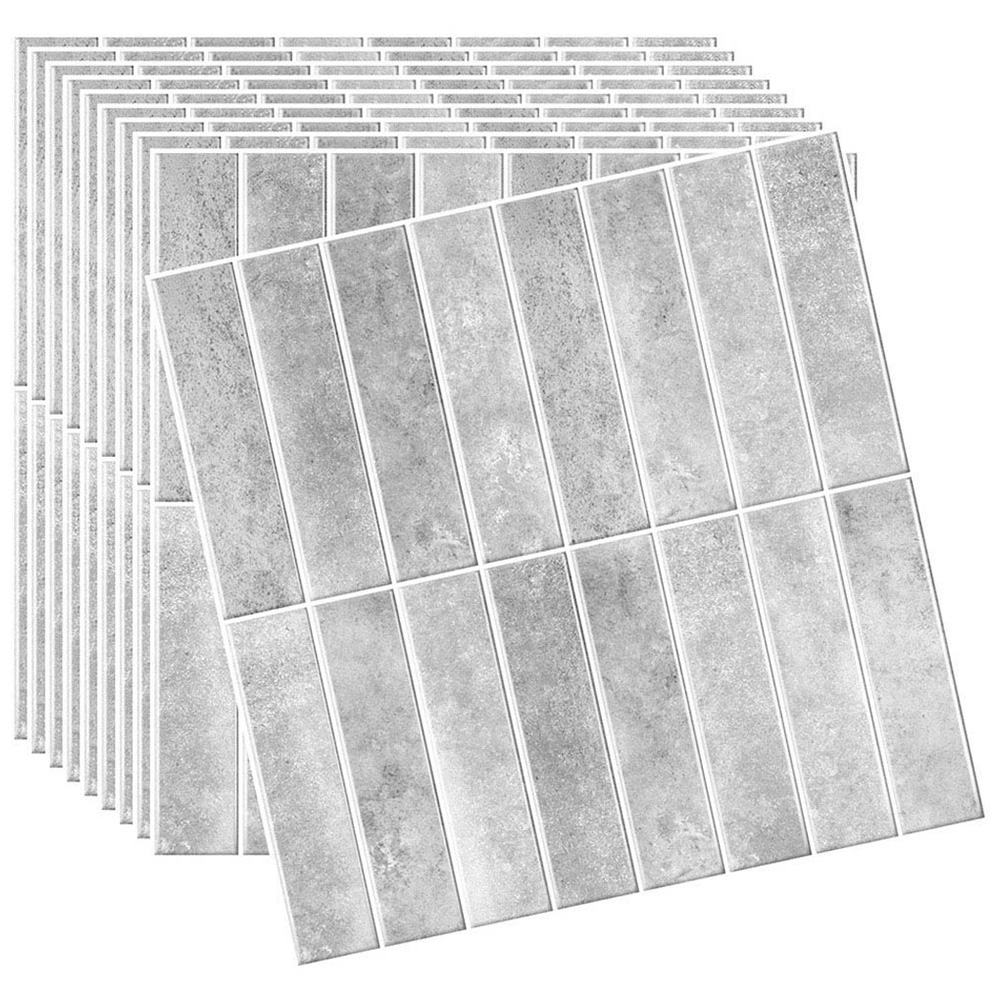 Living and Home Light Grey Peel and Stick Wall Tile Sticker 30 x 30cm 10 Pack Image 2