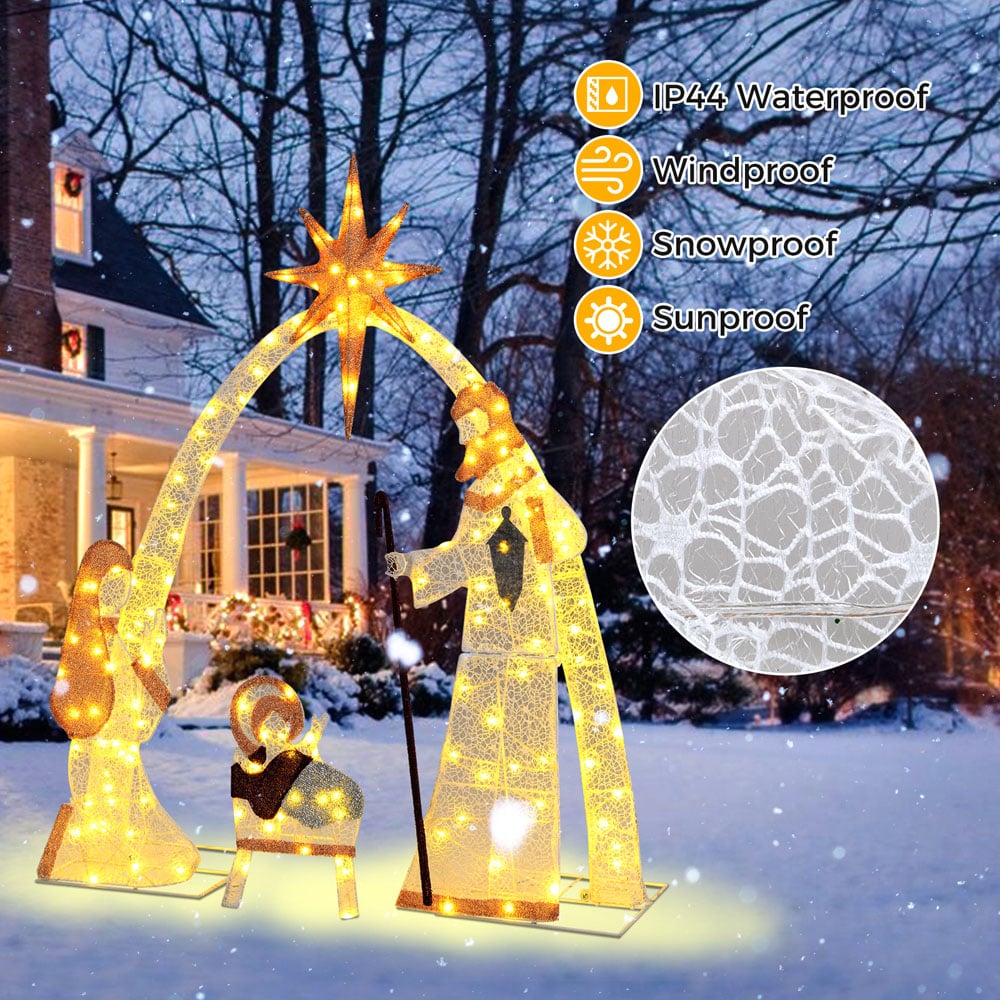Costway 160 Warm White LED Christmas Nativity Set 3.6ft Image 7