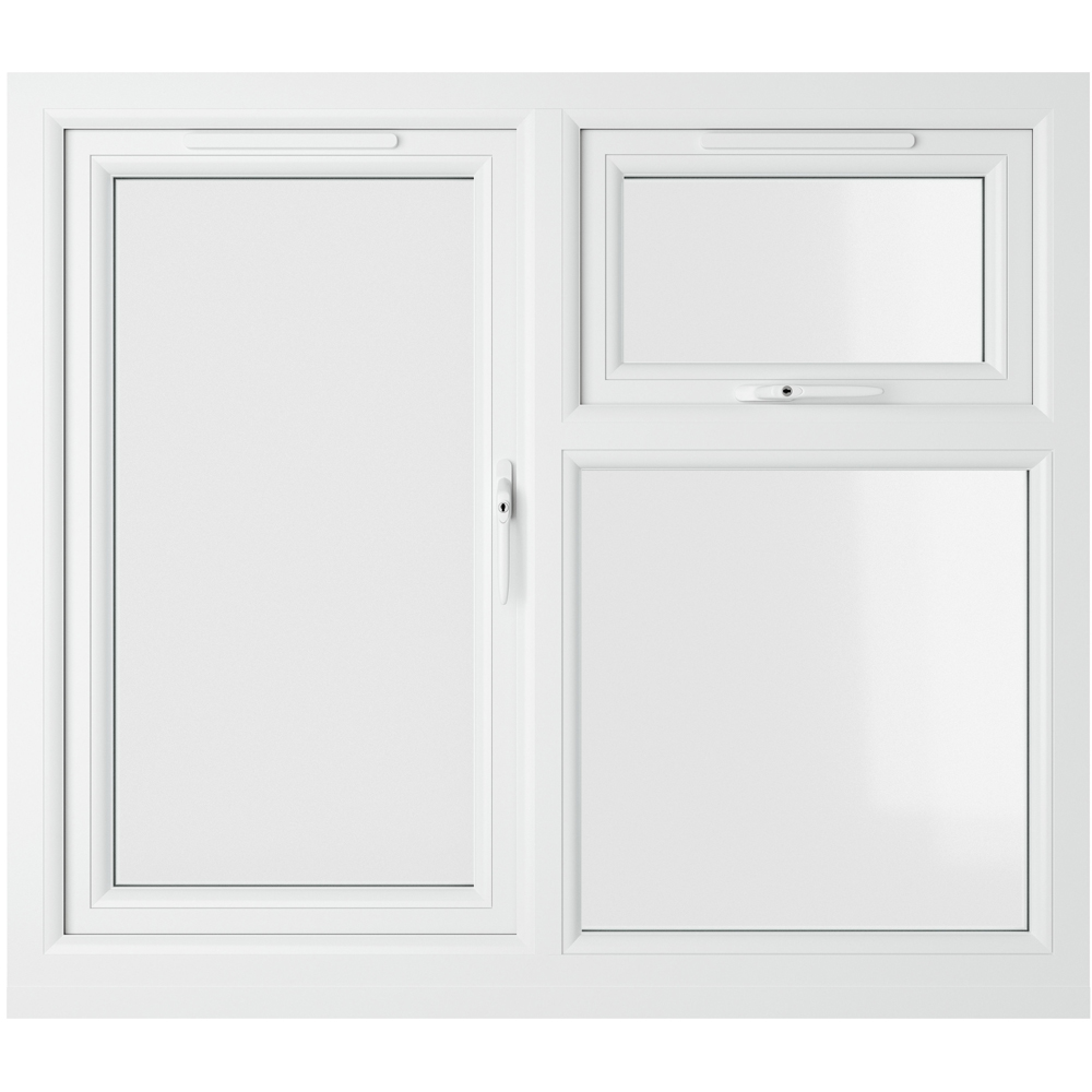 Crystal uPVC Triple Glazed Window RH Side Hung and Top Opener White Clear Glass 1190x965mm Image 2