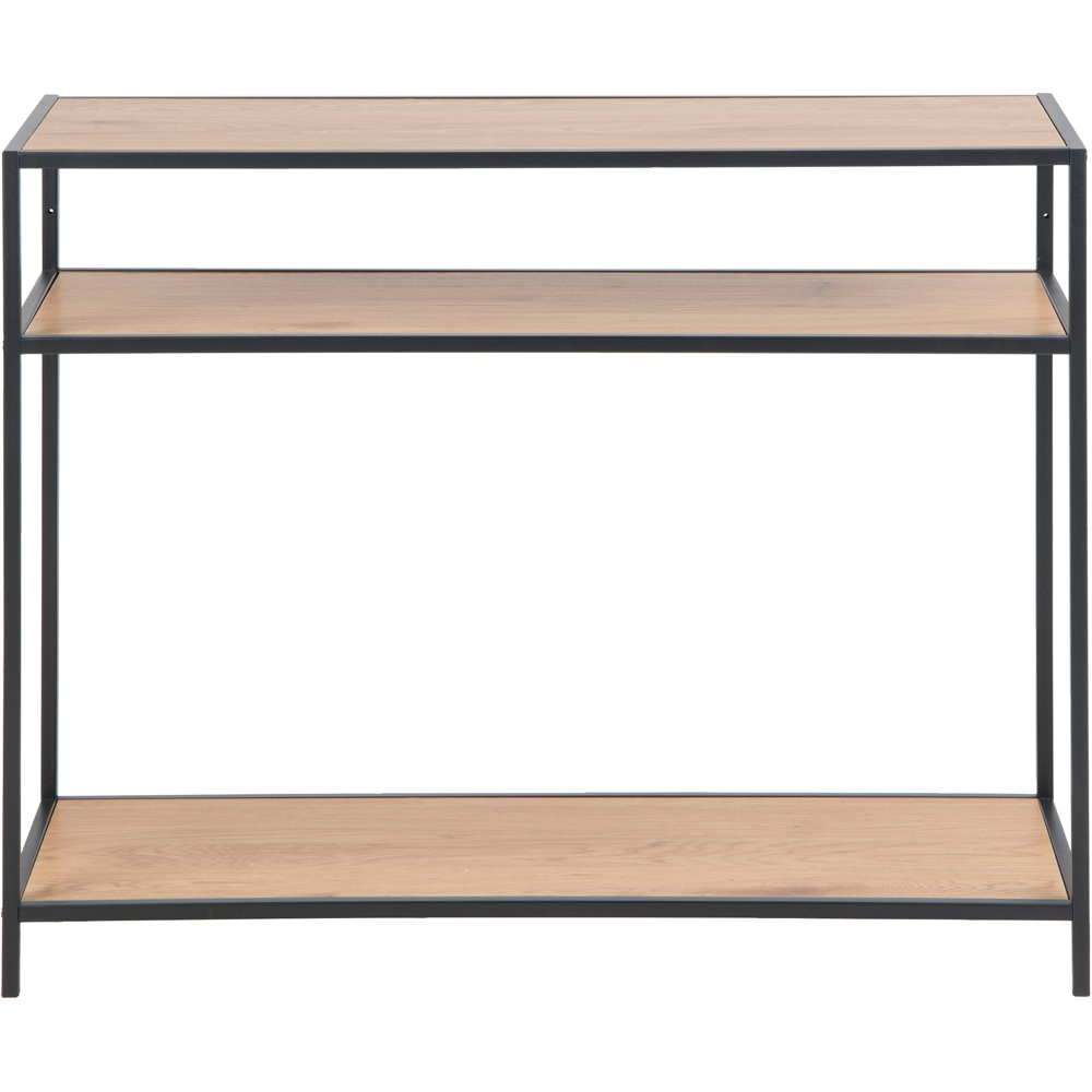 Florence Seaford 2 Shelf Black and Oak Console Table Image 3