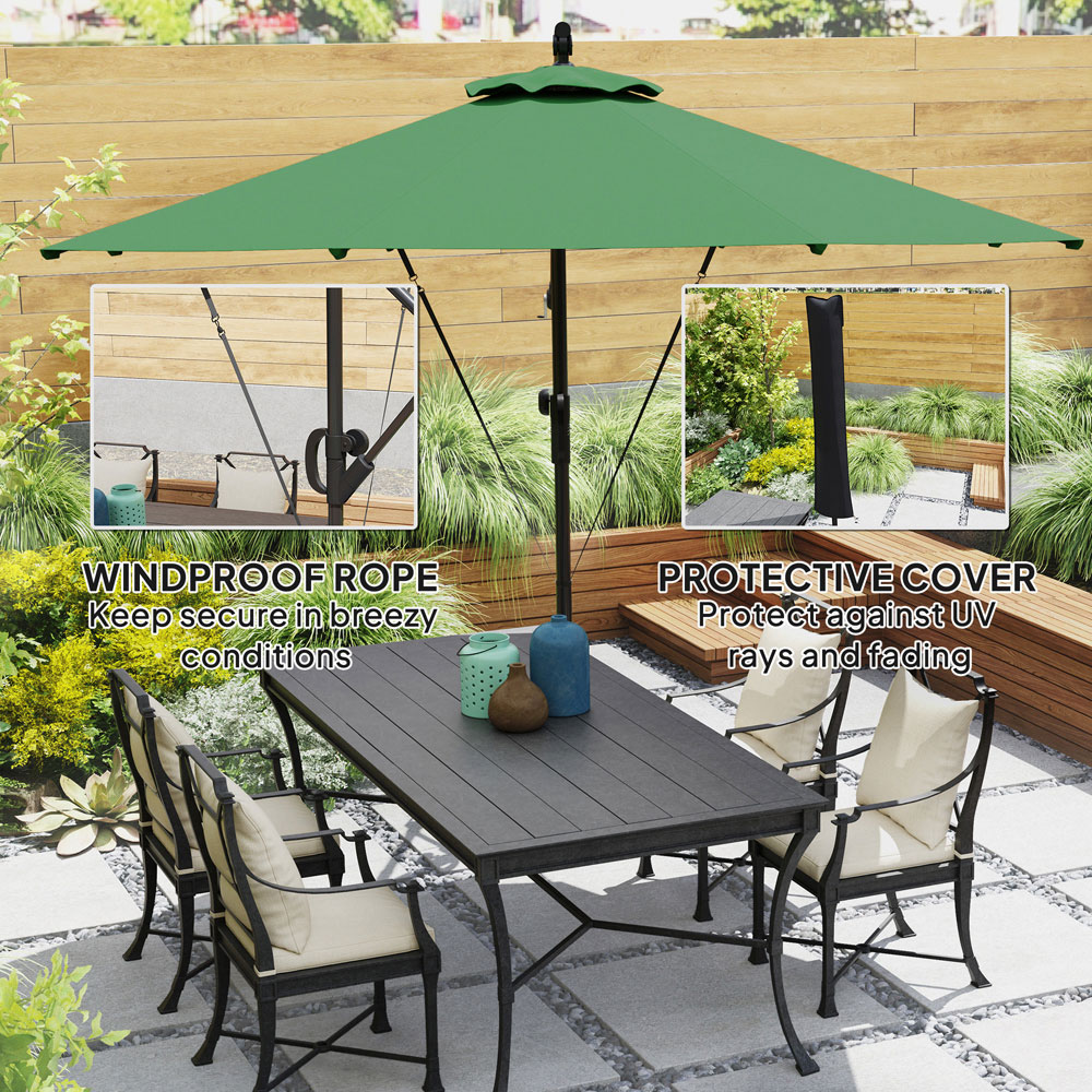 Outsunny Green Banana Cantilever Parasol with Cover and Wind Strap 3m Image 4