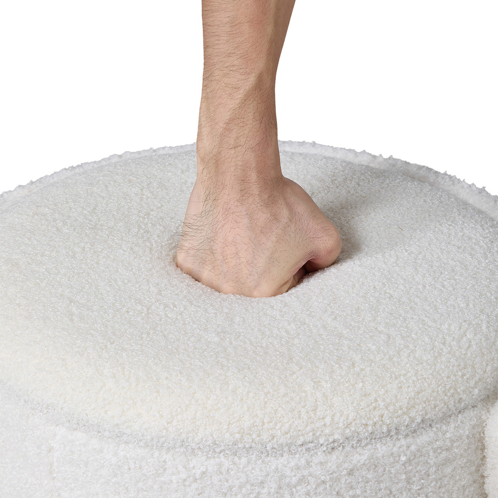 Living and Home White Teddy Fleece Foldable Back Vanity Chair with Hidden Storage Image 3