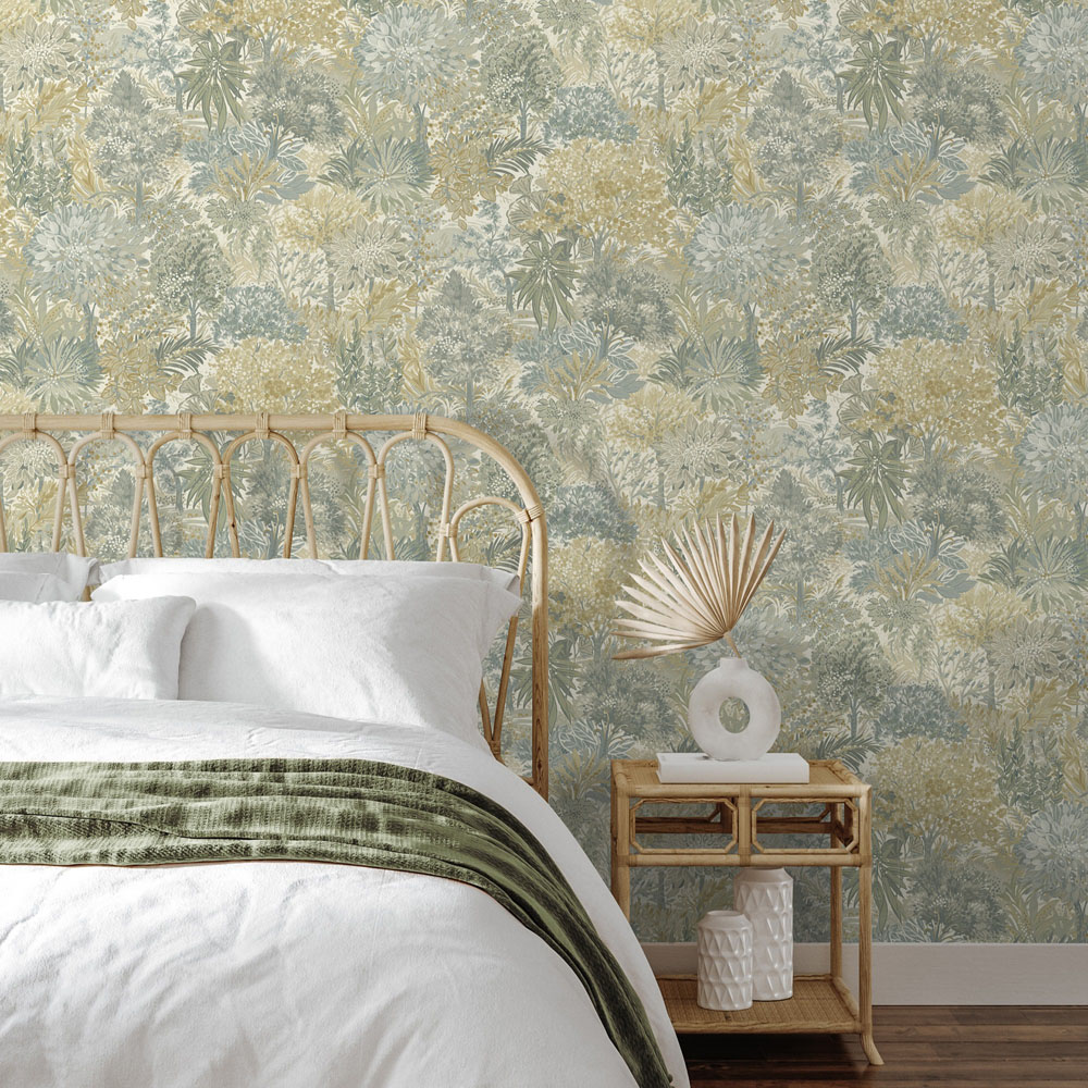 Grandeco Blossom Tree Textured Sage Wallpaper Image 2