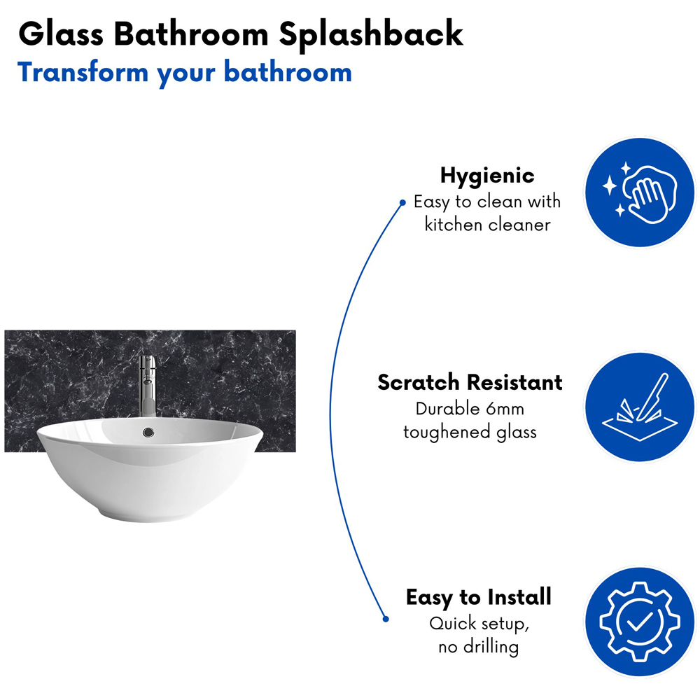 Warren Reed Designer Deep Grey Quartz Effect Bathroom Splashback 25 x 60cm Image 4